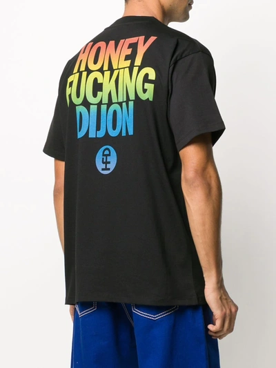 Shop Honey F___cking Dijon Rainbow Logo Print T-shirt In Black
