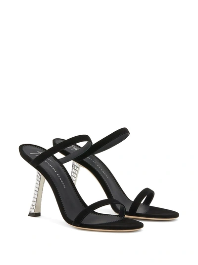 Giuseppe Zanotti Farrah Crystal Heel Sandals In Black