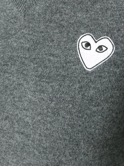Shop Comme Des Garçons Knitted Heart Logo Sweater In Grey