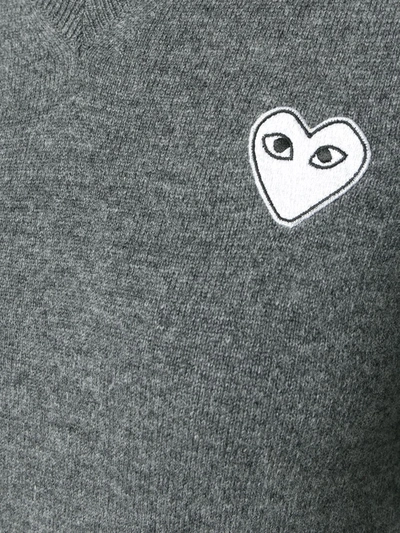 Comme Des Garçons Golden Heart Logo Wool Sweater In Grey