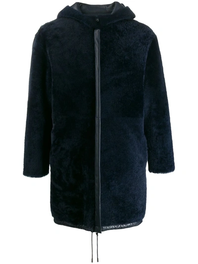 Shop Liska Reversible Hooded Coat In Blue