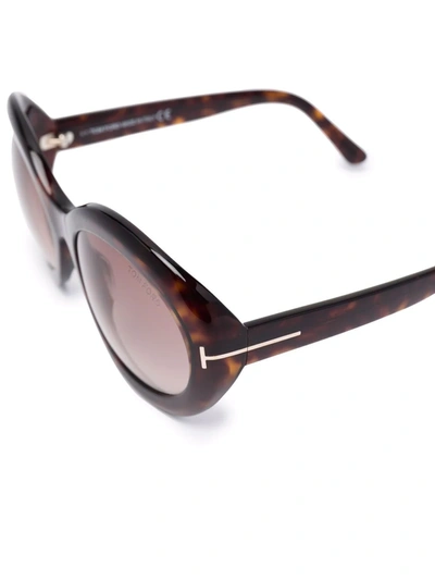 Tom Ford Logo Tortoiseshell-effect Sunglasses In Brown