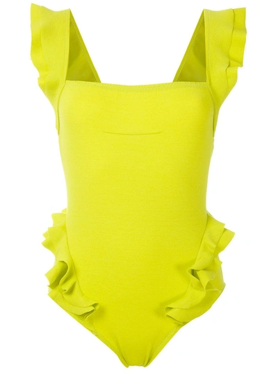 Shop Clube Bossa Barbette Ruffle Swimsuit In Yellow