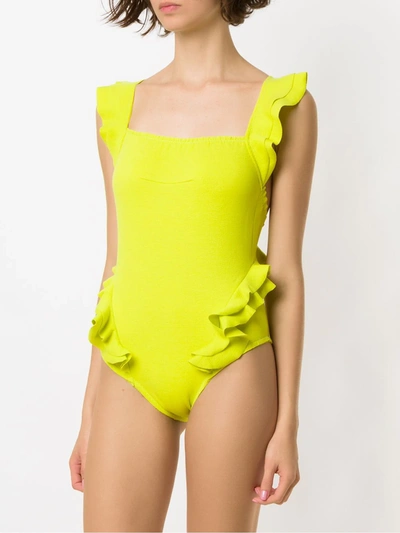 Shop Clube Bossa Barbette Ruffle Swimsuit In Yellow