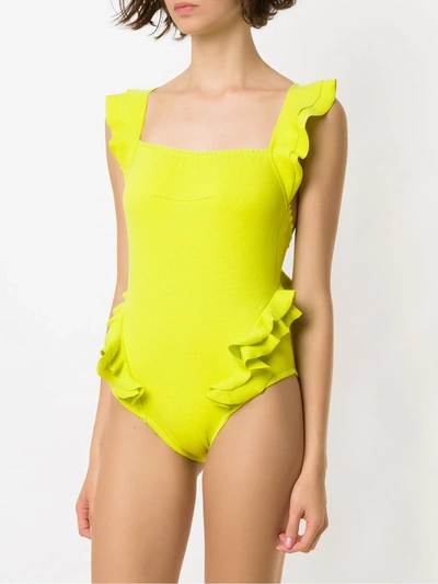 Clube Bossa Barbette Ruffle Swimsuit In Yellow