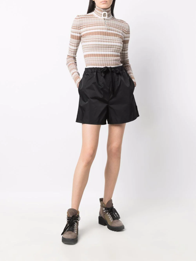 Shop Moncler High-waisted Drawstring Shorts In Black