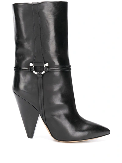 Shop Isabel Marant Pointed Leather Ankle Boots In Black