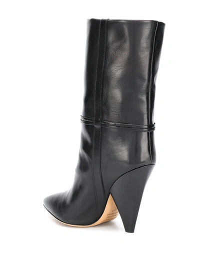 Shop Isabel Marant Pointed Leather Ankle Boots In Black