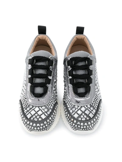 Shop Ermanno Scervino Junior Stud-embellished Low-top Sneakers In Silver