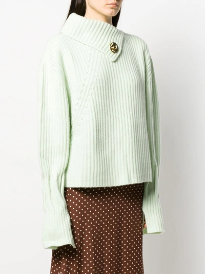 Shop Jw Anderson Asymmetric Collar Sweater In Green