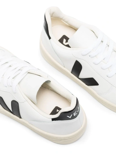 Shop Veja V-10 Leather Low-top Sneakers In White