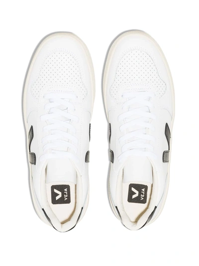 Shop Veja V-10 Leather Low-top Sneakers In White