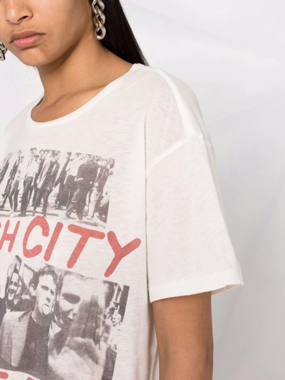R13 The Clash City Rockers Graphic Print Cotton Cashmere Blend Band T-shirt In Nude
