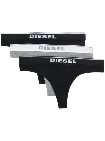 Shop Diesel 3 Pack String Briefs In Black