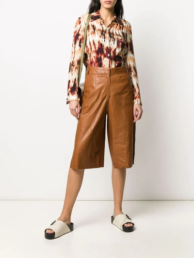 Shop Arma High Rise Cropped Trousers In Brown