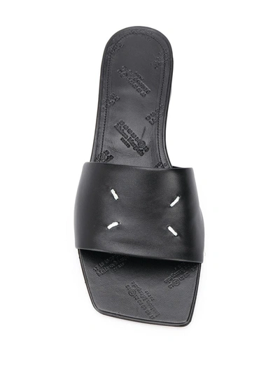 Shop Maison Margiela Contrasting Stitching Square-toe Sandals In Black