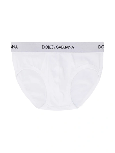 Shop Dolce & Gabbana Logo-waistband Boxer Briefs (pack Of Two) In White