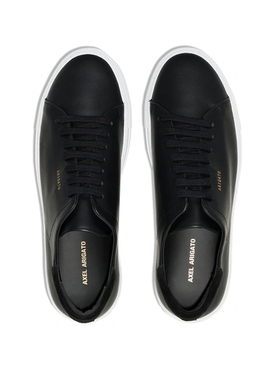 Axel Arigato 90 Clean Black Low Top Sneakers With Logo Lettering On The Side In Leather Man In Black