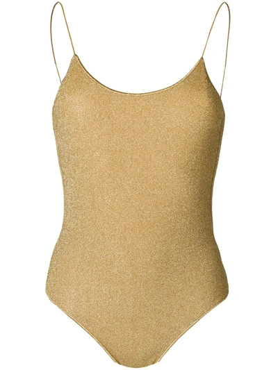 Shop Oseree Metallic Thread Swimsuit In Yellow