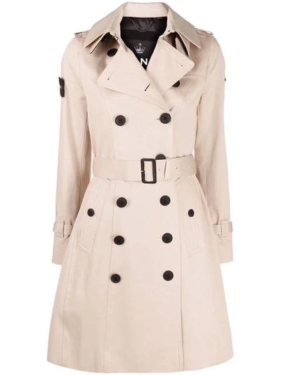 Trench London Notched-collar Double-breasted Trench Coat In Beige