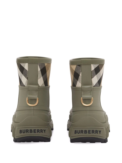 Shop Burberry Check-print Panel Rain Boots In Green