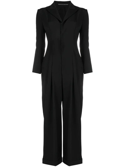 Shop Yohji Yamamoto Blazer Wide-leg Jumpsuit In Black