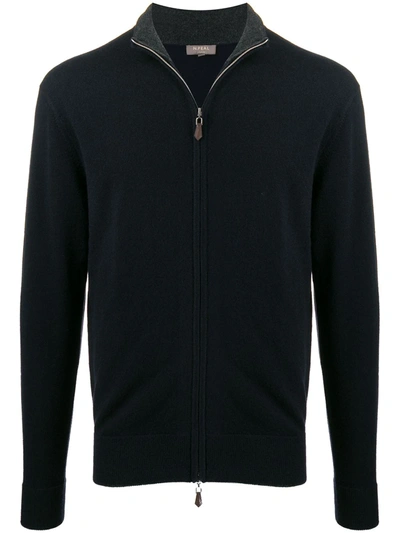 N•peal The Hyde Zip-up Cardigan In Blue