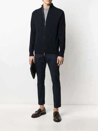 Shop N•peal The Hyde Zip-up Cardigan In Blue