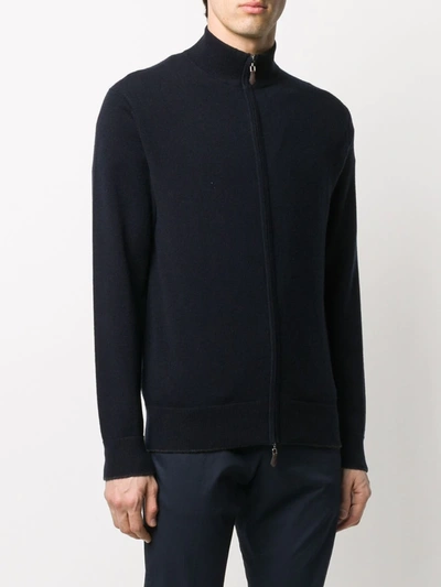 N•peal The Hyde Zip-up Cardigan In Blue