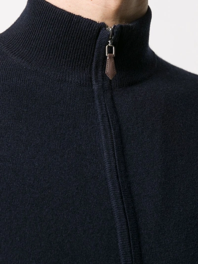 Shop N•peal The Hyde Zip-up Cardigan In Blue