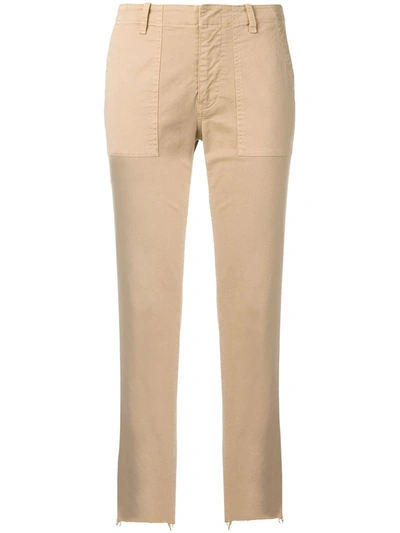 Shop Nili Lotan Jenna Twill Slim-fit Trousers In Neutrals