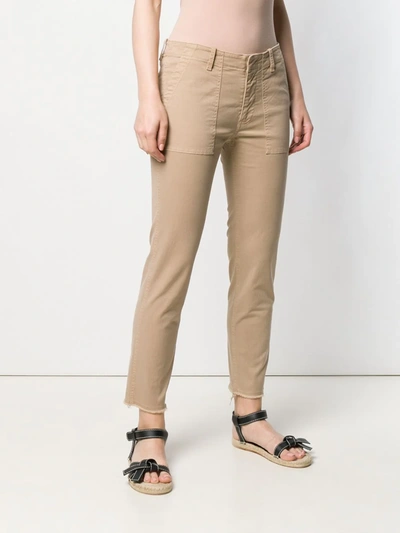 Shop Nili Lotan Jenna Twill Slim-fit Trousers In Neutrals