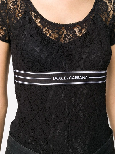 Shop Dolce & Gabbana Lace Logo Band T-shirt In Black