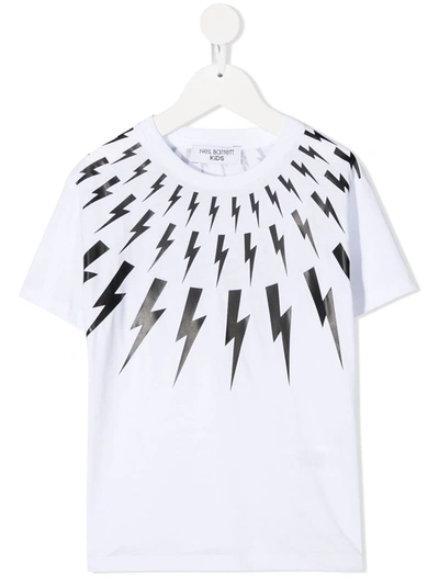 Shop Neil Barrett Lightning Bolt Print T-shirt In White