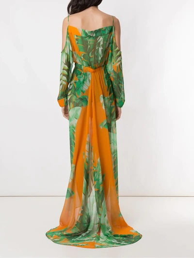 Shop Amir Slama Printed Maxi Silk Dress In Green