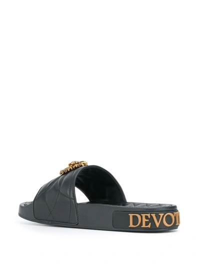 Shop Dolce & Gabbana Devotion Quilted Slides In Black