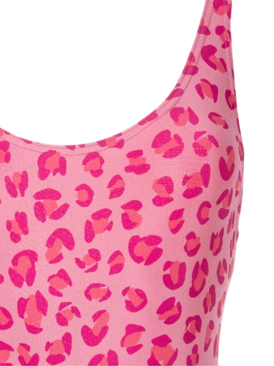 Shop Amir Slama Leopard-print Open Back One Piece In Pink