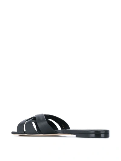 Saint Laurent Tribute 05 Leather Nu Pieds Flat Sandals In Black