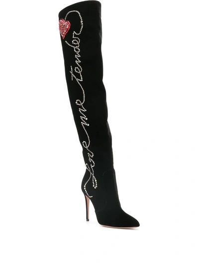 Shop Aquazzura 'love Me Tender' 110 Boots In Black