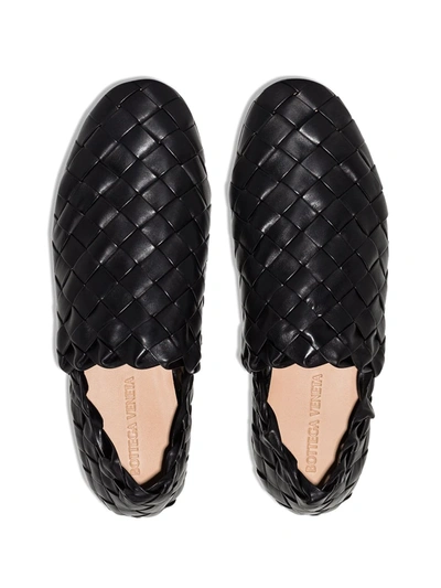 Shop Bottega Veneta Intrecciato Slip-on Loafers In Black