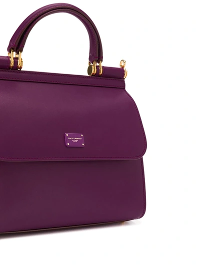 Shop Dolce & Gabbana Small Sicily 58 Tote In Purple