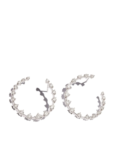 Shop Jade Trau 18kt White Gold Diamond Hoop Earrings In Silber