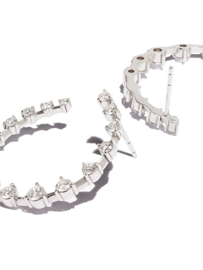 Shop Jade Trau 18kt White Gold Diamond Hoop Earrings In Silber