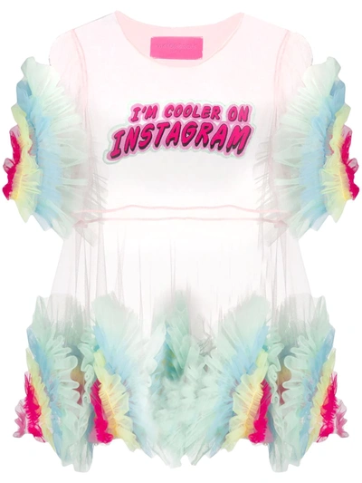 Shop Viktor & Rolf I'm Cooler On Instagram Tulle Blouse In Pink