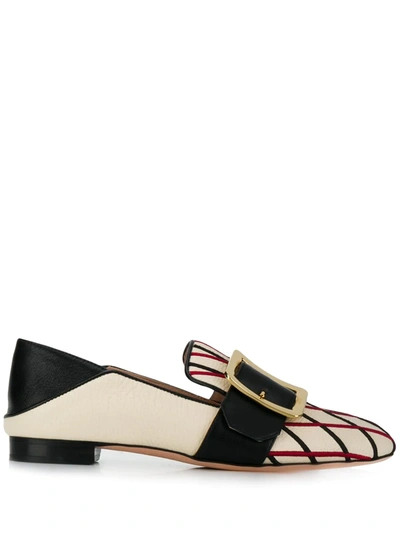 Shop Bally Embroidered Loafers In White