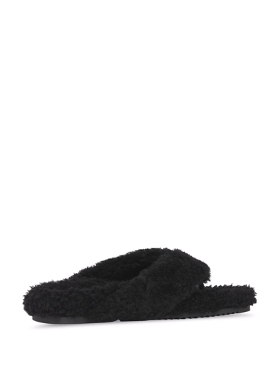 Shop Burberry Shearling Slip-on Flip-flops In Black