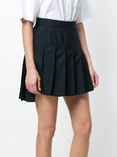 Shop Thom Browne Asymmetric Pleated Miniskirt In Blue