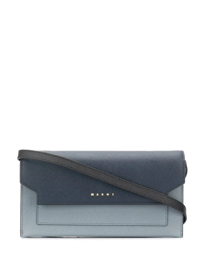 Shop Marni Bellows Wallet With Strap In Blue