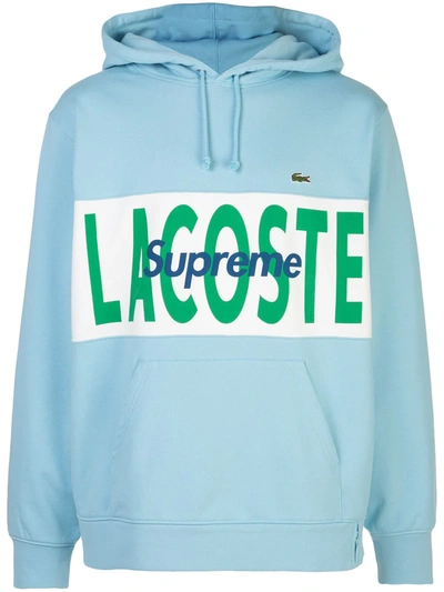 Supreme X Lacoste Logo Panel Hoodie In Blue | ModeSens