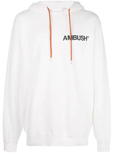 Shop Ambush Logo Print Hoodie In White